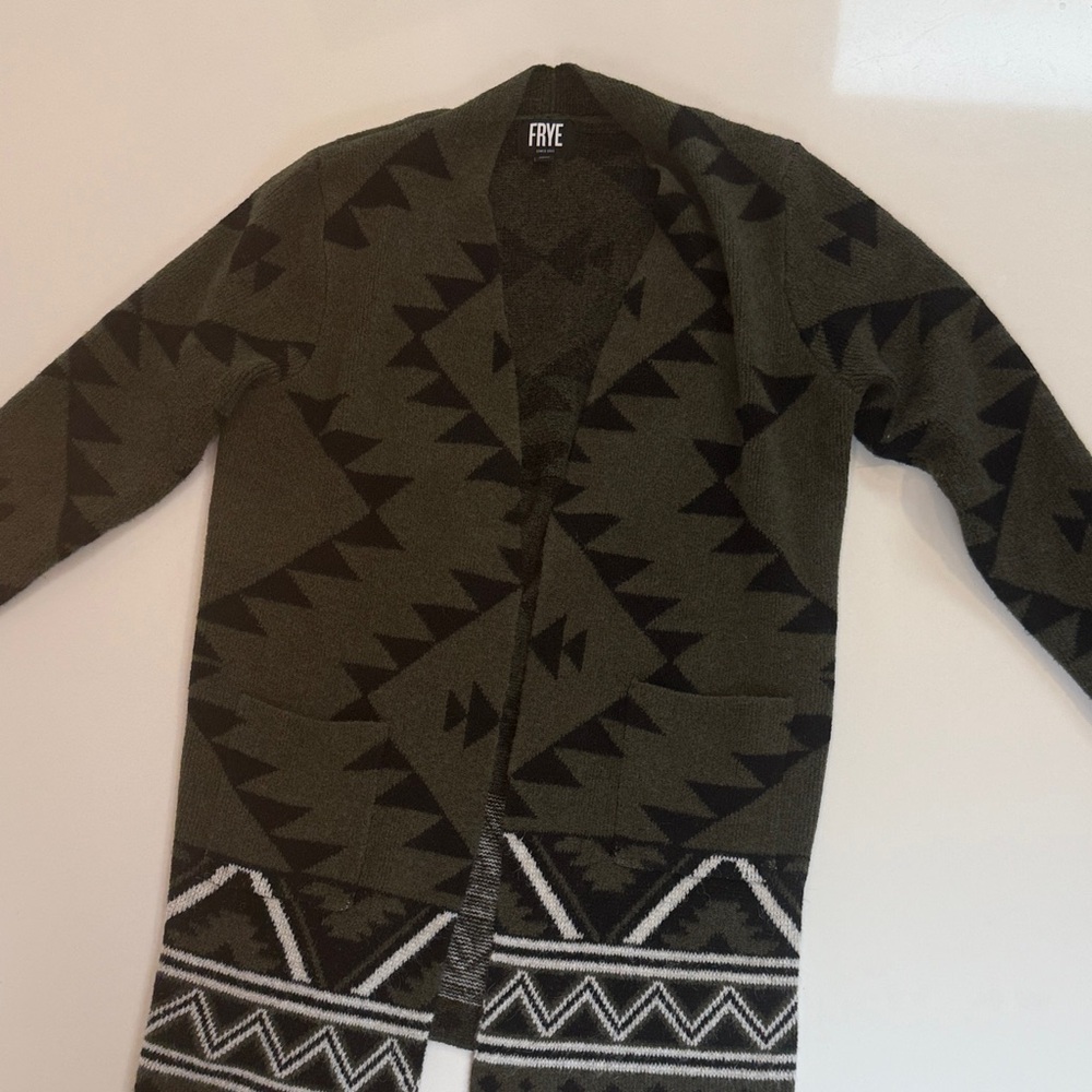 Frye Women’s Dark Green and Black Patterned Cardigan